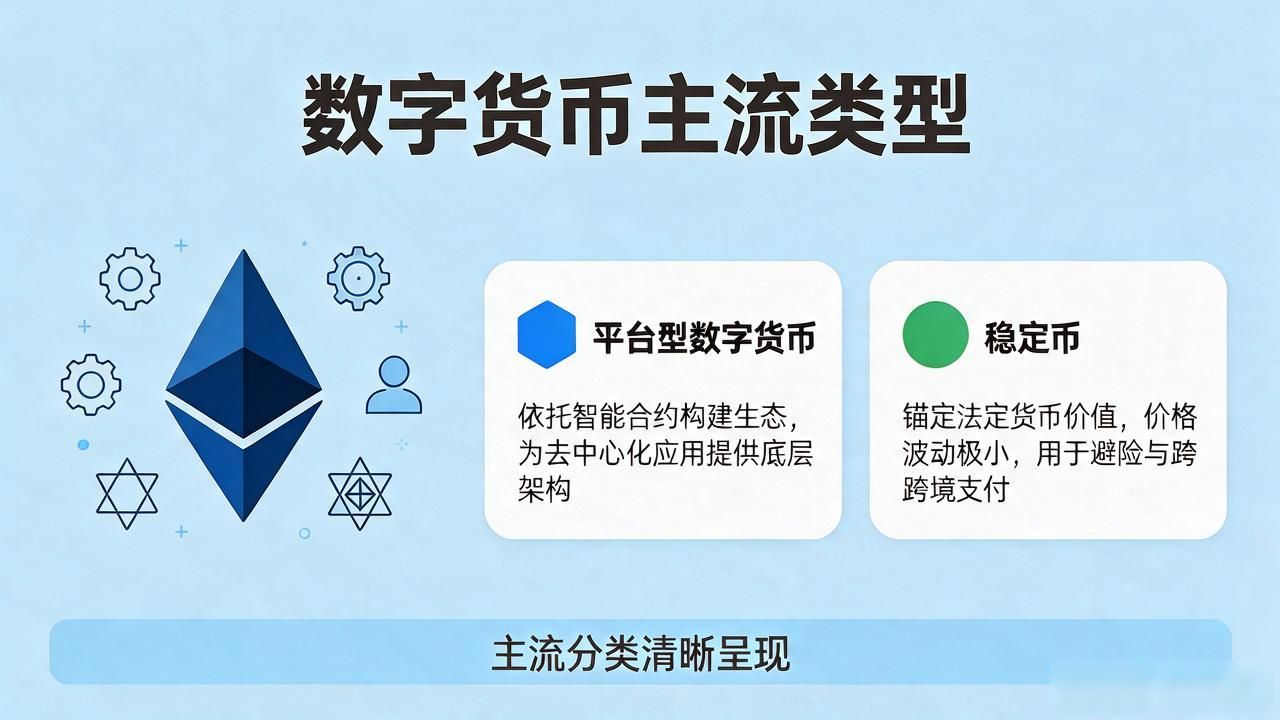 数字货币有哪几种类型？主流分类一目了然