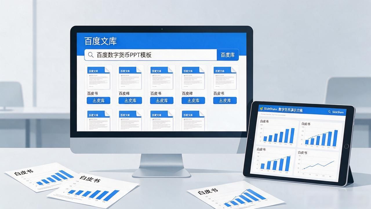 百度数字货币PPT模板怎么找，附免费素材和制作思路